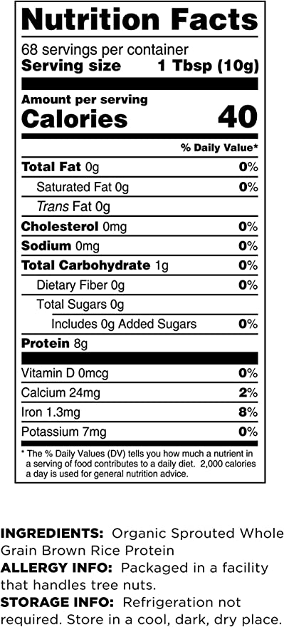 Terrasoul Superfoods Organic Sprouted Brown Rice Protein Powder, 1.5 Pounds