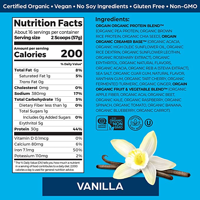 Orgain Vanilla Sport Plant-Based Protein Powder