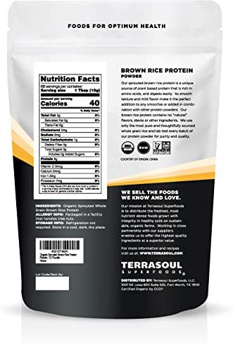 Terrasoul Superfoods Organic Sprouted Brown Rice Protein Powder, 1.5 Pounds